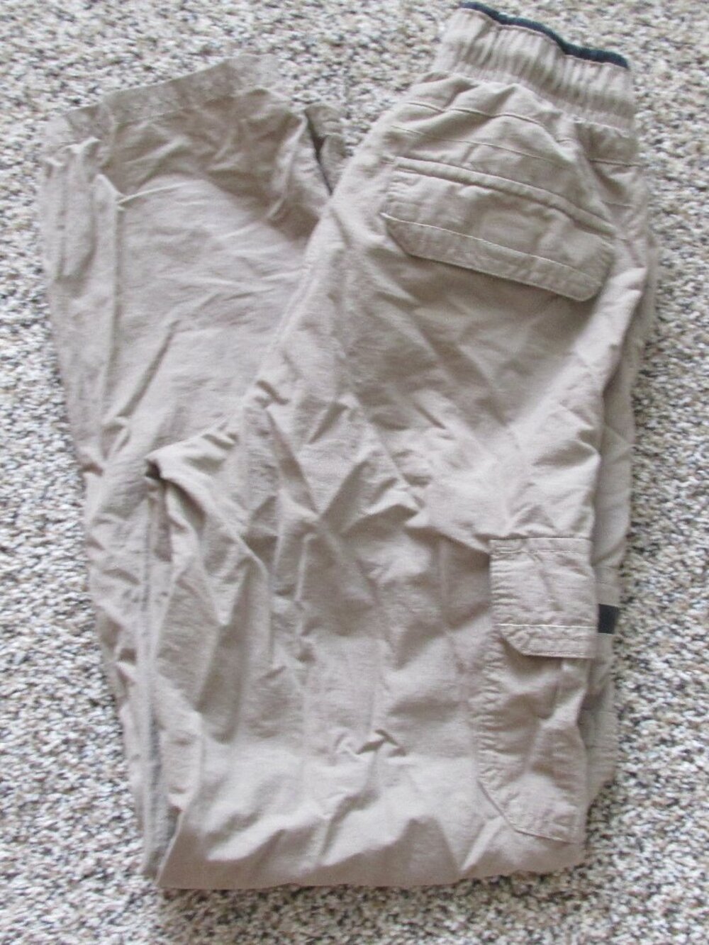 Bailey's Pt. Pull On Elastic Khaki Cargo Pants Youth Boys Large 10/12 Beige Tan